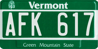 VT license plate AFK617