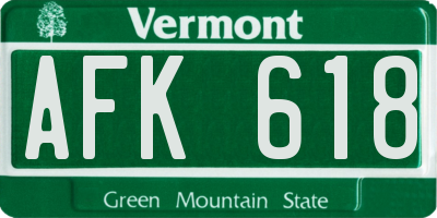 VT license plate AFK618