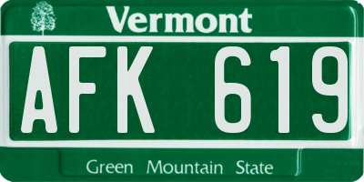 VT license plate AFK619