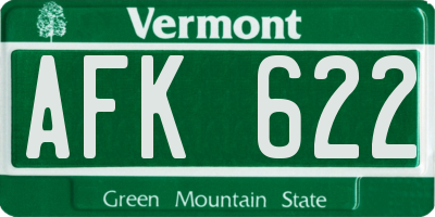 VT license plate AFK622