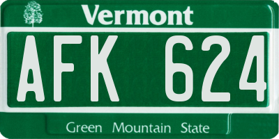 VT license plate AFK624