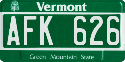 VT license plate AFK626