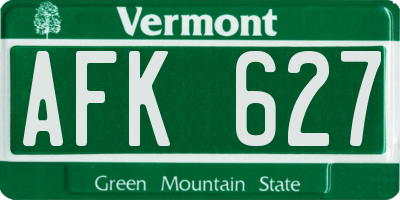 VT license plate AFK627