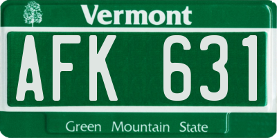 VT license plate AFK631