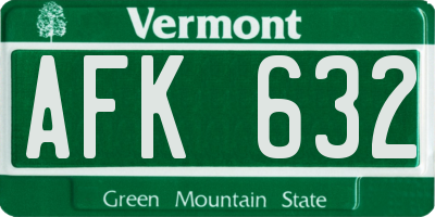 VT license plate AFK632