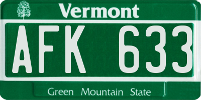 VT license plate AFK633