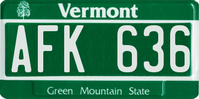 VT license plate AFK636