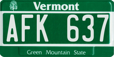 VT license plate AFK637