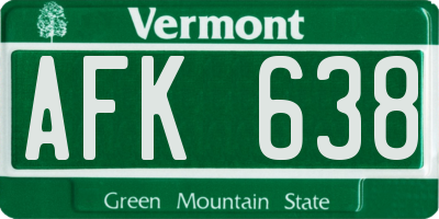 VT license plate AFK638
