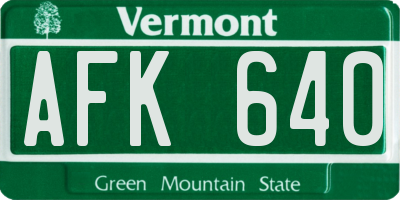 VT license plate AFK640