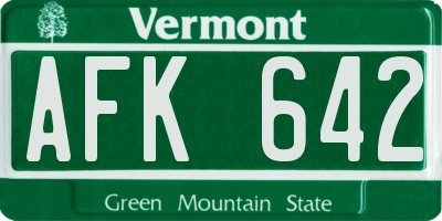 VT license plate AFK642