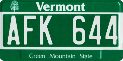 VT license plate AFK644