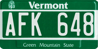 VT license plate AFK648
