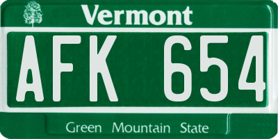 VT license plate AFK654