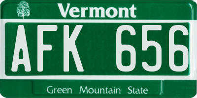 VT license plate AFK656