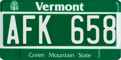 VT license plate AFK658