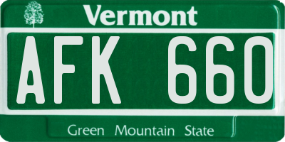 VT license plate AFK660