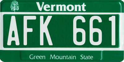 VT license plate AFK661