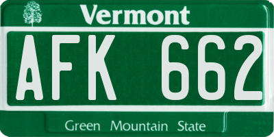 VT license plate AFK662