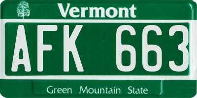 VT license plate AFK663