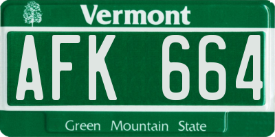 VT license plate AFK664