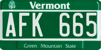 VT license plate AFK665