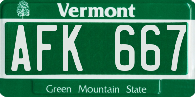 VT license plate AFK667