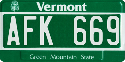 VT license plate AFK669