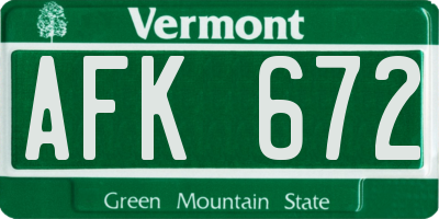 VT license plate AFK672
