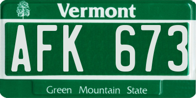 VT license plate AFK673