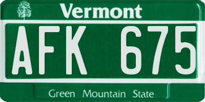 VT license plate AFK675