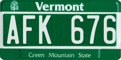 VT license plate AFK676