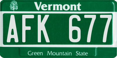 VT license plate AFK677