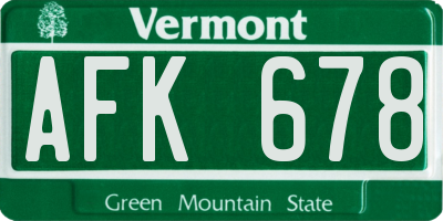 VT license plate AFK678