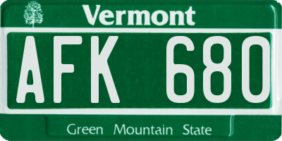 VT license plate AFK680