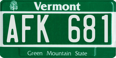 VT license plate AFK681