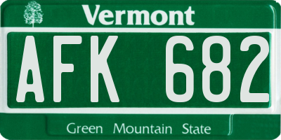 VT license plate AFK682