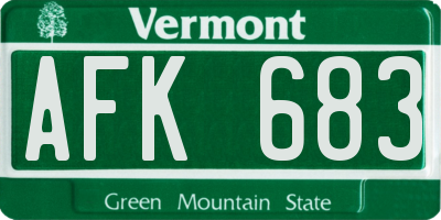 VT license plate AFK683