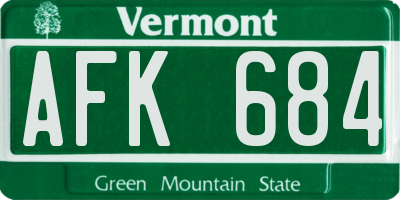 VT license plate AFK684