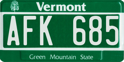 VT license plate AFK685