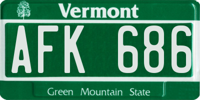 VT license plate AFK686