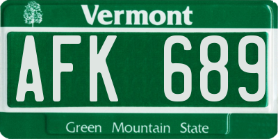VT license plate AFK689