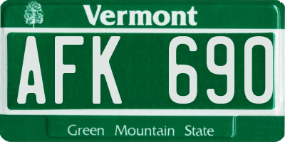 VT license plate AFK690