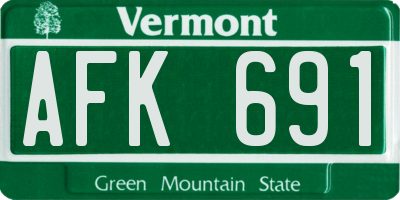 VT license plate AFK691