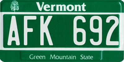 VT license plate AFK692