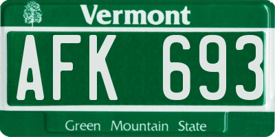 VT license plate AFK693