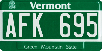VT license plate AFK695