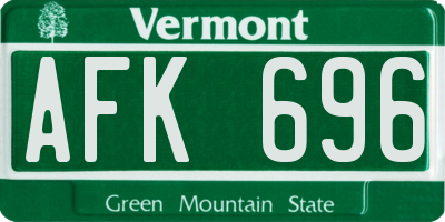 VT license plate AFK696