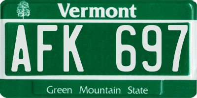 VT license plate AFK697