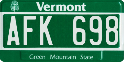 VT license plate AFK698